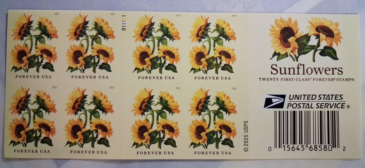 United States Sunflowers Forever stamp booklet